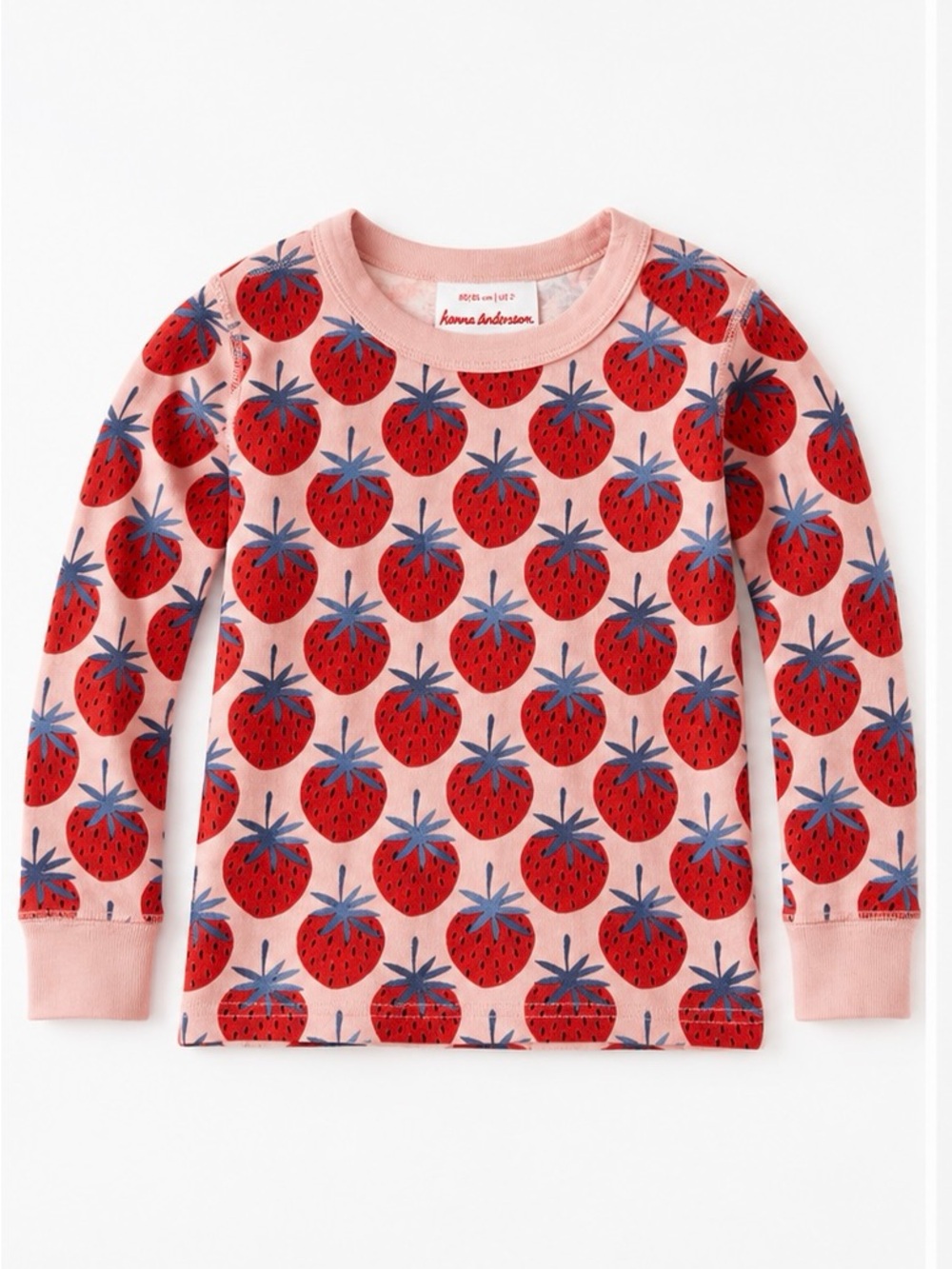 Hanna Andersson Pink Long-Sleeve Strawberry Print pajama top